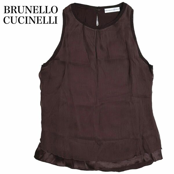 XLサイズ★ 【極美品】BRUNELLO CUCINELLI ブルネロクチネリ トップス カットソー ノースリーブ シルク