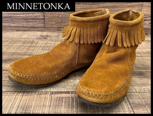 送料無料 G② MINNETONKA ミネトンカ 282 Back Zipper Boots ブラウン スエード レザー バック ジッパー ジップ ブーツ 茶 7 約24.0cm