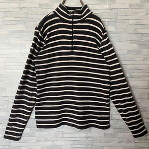 L.L.Bean L e ruby n cotton half Zip long sleeve ... border pattern black white XS size pe Roo made 