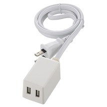 電源タップ USB2ポート USB充電器 1m ホワイト｜HS-1MUSB-22 00-1658 オーム電機_画像1