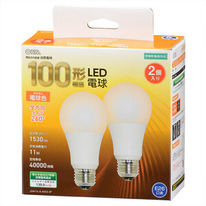 LED電球 E26 100形相当 電球色 密閉器具対応 2個入｜LDA11L-G AG52 2P 06-4713 オーム電機