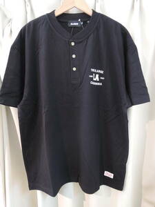  X-LARGE XLARGE エクストララージ COLLEGE LOGO HENLEY NECK S/S TEE ヘンリーネック ブラック XL 人気品 送料\230～ 値下げ！