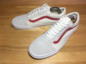 ★VANS バンズ US企画 OLD SKOOL オールドスクール 白×赤 27.5cm 美品 Used 検SK8 スケート ハーフキャブ スリッポン