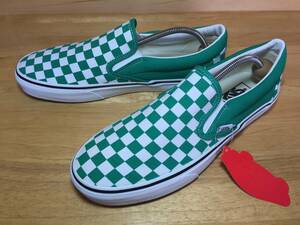 ★VANS バンズ 国内企画 slip on スリッポン 緑×白 チェッカー 28.0cm 未使用 検 SK8 オールドスクール ERA スニーカー