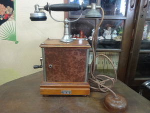  antique telephone machine Showa era 27 year Shinetsu electric communication wooden hand around . that time thing 