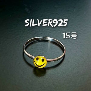 5818 SILVER925 Smile ring 15 number silver 925 yellow Nico Chan .. Chan Mark yellow color chi-p retro smile acrylic fiber simple possible love 
