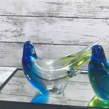 【長期保管品】マルティグラス ツバメ ペア ガラス工芸 MULTI GLASS 昭和レトロ 燕 つばめ 鳥 インテリア ガラス細工_画像7