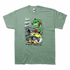 新品 Ratfink ラットフィンク Tシャツ プリントT ローブロー ホットロッド hotrod オリーブヘザー グリーンヘザー M