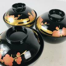 KMT191 吸物椀 汁椀 蓋付 2種 碗 和食器 伝統工芸品 漆芸 漆器 漆塗り 伝統工芸 食器 和食器 検K_画像2