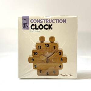 NA2735 未使用 保管品 時計 wooden doll clock トーイズ toys club Plan toy CONSTRUCTION CLOCK 木 検 Y