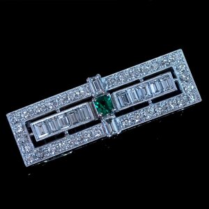 F2323 Gem Emerald Natural Exquisite Diamond Diamond Diamond Solid Platinum Solid Top Top/Top Top/Traach Wewse 12,26 г ширины 13,0 × 37,4 мм