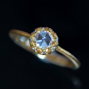 F3206【hum】ハム Rosecut Diamond Solitaire Ring 最高級18金無垢リング サイズ4.5号 重量1.8g 縦幅5.8mm【BRAND CLUB HILTON OSAKA】