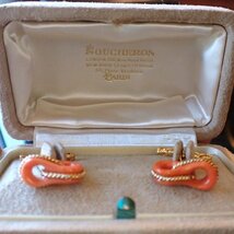 F3161【BOUCHERON】ブシュロン 天然珊瑚 最高級18金無垢カフスリリングス【BRAND CLUB HILTON OSAKA】_画像3