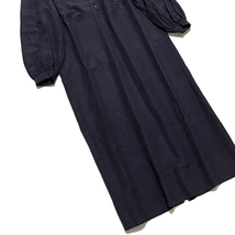 美品 ユーモレスク chelsea collar dress 38 パープル 紫 シルク リネン ロング Vネック ワンピース 絹 麻 humoresque_画像4