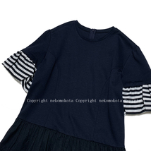 希少 2022 ボーダーズアットバルコニー POP UP限定 ペプラムトップス 38 ネイビー Tシャツ PEPLUM TOP ポップアップ BORDERS at BALCONY_画像3