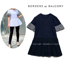 希少 2022 ボーダーズアットバルコニー POP UP限定 ペプラムトップス 38 ネイビー Tシャツ PEPLUM TOP ポップアップ BORDERS at BALCONY_画像1