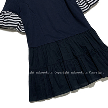 希少 2022 ボーダーズアットバルコニー POP UP限定 ペプラムトップス 38 ネイビー Tシャツ PEPLUM TOP ポップアップ BORDERS at BALCONY_画像4