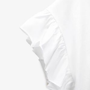 ♪ZARA フリル付きTシャツ フリルアームホーム/ホワイトMの画像8