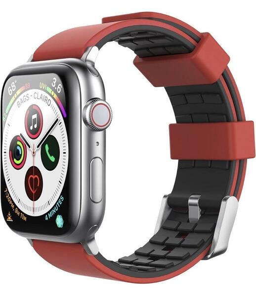 【即納】 交換用バンド Apple Watch適用 シリコン製 レッド ブラック