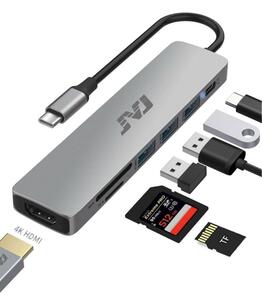 即納　JVJ USB C ハブ 7-in-1 USBC HDMI 変換アダプタ