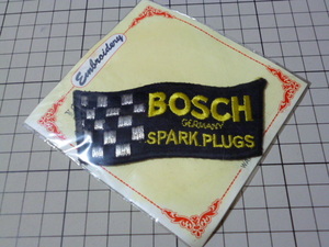 BOSCH SPARK PLUGS ワッペン 当時物 です(刺繍/100×45mm) ボッシュ スパークプラグ