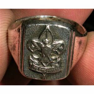 超希少!ANTIQUE 1960’s BOY SCOUTS EAGLE SCOUT BE PREPARED SILVER RING USA MADE USN ビンテージボーイスカウトシルバーリング18.5号