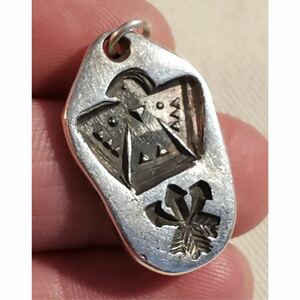 超希少!VTG NAVAJO 30’s T-BIRD CROSSED ARROWS SILVER CHARM USA HOPIナバホビンテージサンダーバードクロスアローズシルバーペンダント