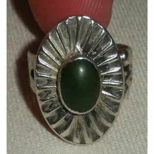  супер редкий!VTG NAVAJO 1960*s DARK GREEN TURQUOISE SILVER RING USA ZUNI Navajo Vintage темно-зеленый бирюзовый серебряное кольцо 14 номер 