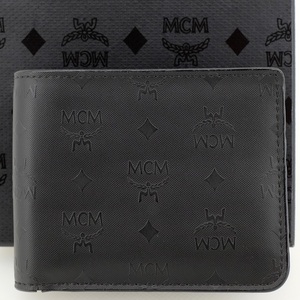 MCM M si- M folding twice purse PVCx leather black MXS 5SVH02 BK001 box attaching 