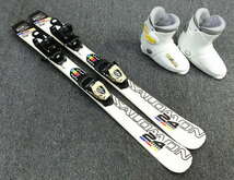 1439Y★SALOMON 24HOURS 100cm+選べるブーツ19-23cｍ★中古2点セット/サロモン/グローヒル/こども用/メンテ済_画像1