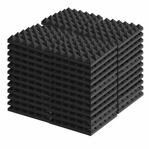 吸音材 防音材 ウレタン 48枚セット 30*30cm 厚さ5cm ピラミッド 壁 難燃 無害 吸音対策 ブラック