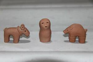 ミニ埴輪　３体セット　猿　イノシシ　犬