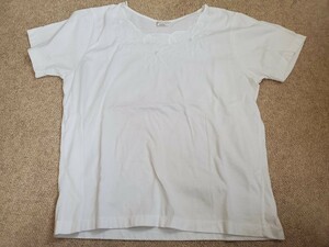 レナウン　RENOWN　半袖　Tシャツ　Lサイズ　白　カットソー　刺繍