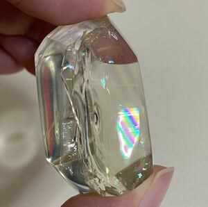 アイリスクォーツ シトリン 007 レモンクォーツ 水晶 虹入 天然石 ブロックカット 置物インテリア パワーストーン 幸運 財運UP 巾着袋付き