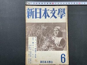 ｓ〇〇　昭和25年　新日本文学 6月号　新日本文学会　特集・アジア地域の文化　座談会・国のうち・そと　押印有 　昭和レトロ　雑誌　/ K38