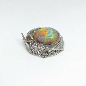 ブローチ マーブル シルバーカラー レディース アクセサリー 胸飾り 幅約4.5cm 　【3858】