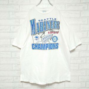 《メキシコ製》90s MLB シアトル・マリナーズ Tシャツ メジャーリーグ 1997年リーグ優勝 メモリアル