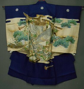  мужчина . кимоно один .[A21228] круг . три Kashiwa сосна ястреб длина 97cm длина рукава 46cm длина рукава 56cm нижняя рубашка имеется японская одежда костюм переделка б/у одежда утилизация кимоно 