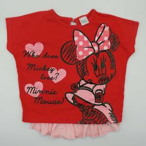  Disney запад сосна магазин ребенок одежда Minnie Mouse 95 размер красный розовый оборка девочка детская одежда 