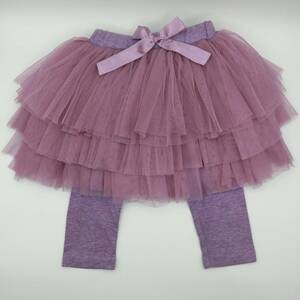 子供服　スカッツ　スカートズボン　フリフリ　リボン　５分丈　120サイズ　紫　女の子　ガールズファッション