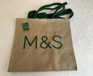 英国 M&S 　マークス＆スペンサー　 トート & ショルダー 両方可 ダブルハンドル ジュート エコバッグ 