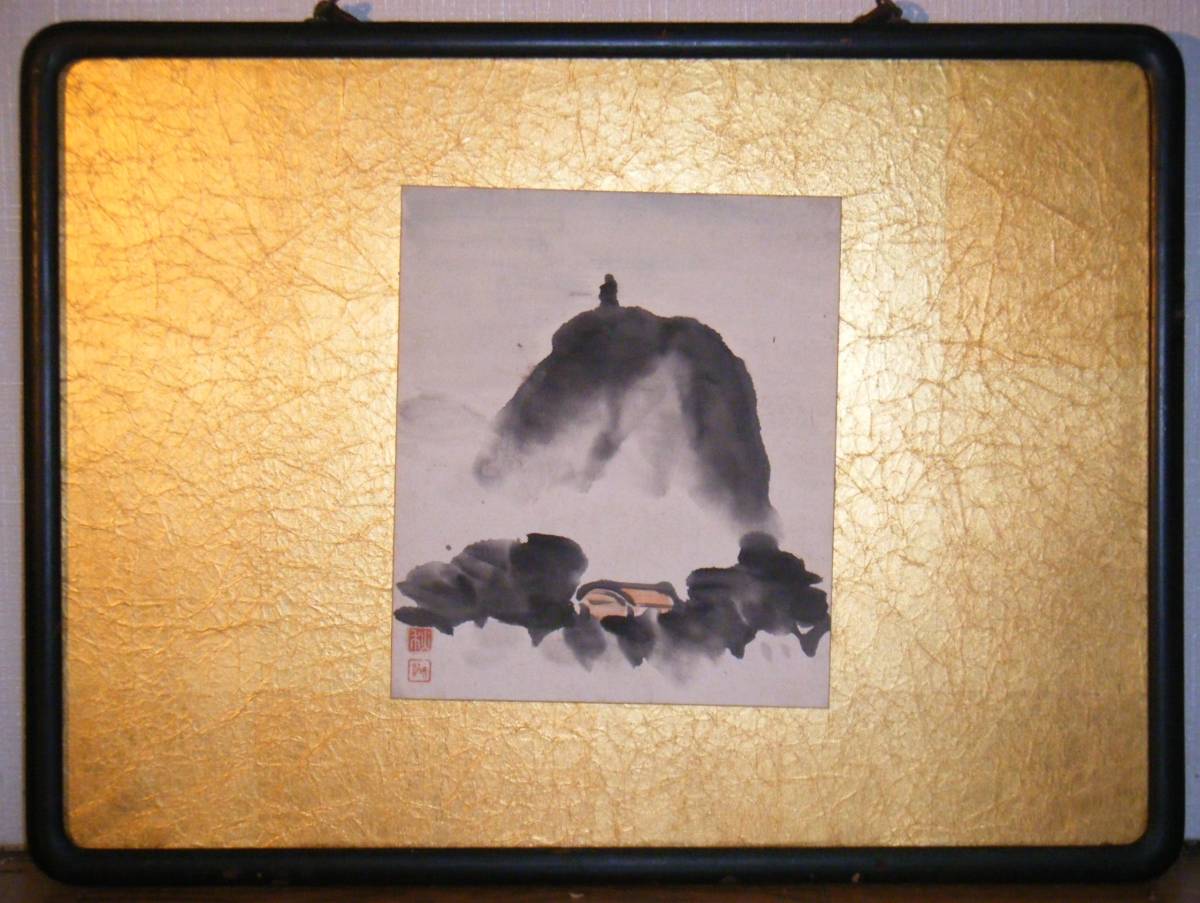 水墨画□作者不詳□清涼暮雨□雰囲気のある逸品□額付絵画 a détails d
