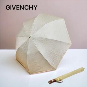 GIVENCHY ジバンシー　折りたたみ傘　ロゴ　木製持ち手　大きめ ブランド傘 晴雨兼用日傘