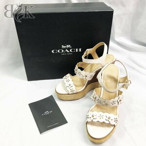  Coach Wedge sole sandals 6.5B heel approximately 12cm thickness bottom lady's shoes COACH used *