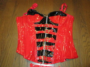  enamel leather braided up bustier red black woman king series cosplay I back attaching 