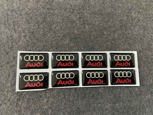 08★ アウディ AUDI 用 8枚セット カーステッカー エンブレム シール プレート 硬質透明プラスチック 強粘着力 18ｘ10MM　送料無料