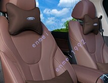 フォード FORD◎車用ネックパッド2個セット上質ナッパレザー 首クッション 快適 ヘッドレスト ネックピロー ドライブ モカブラウン_画像3