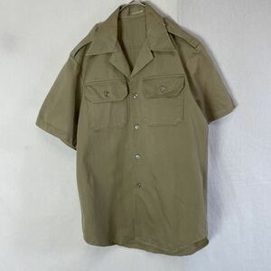  Vintage short sleeves military shirt open color old clothes khaki . collar shirt 