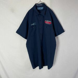 CINTAS 半袖ワークシャツ 古着　XL−LJ−S ダークネイビー　ヴィンテージ WORKWEAR