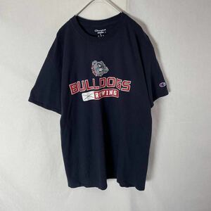 チャンピオン　半袖プリントTシャツ　古着　Lサイズ　ネイビー